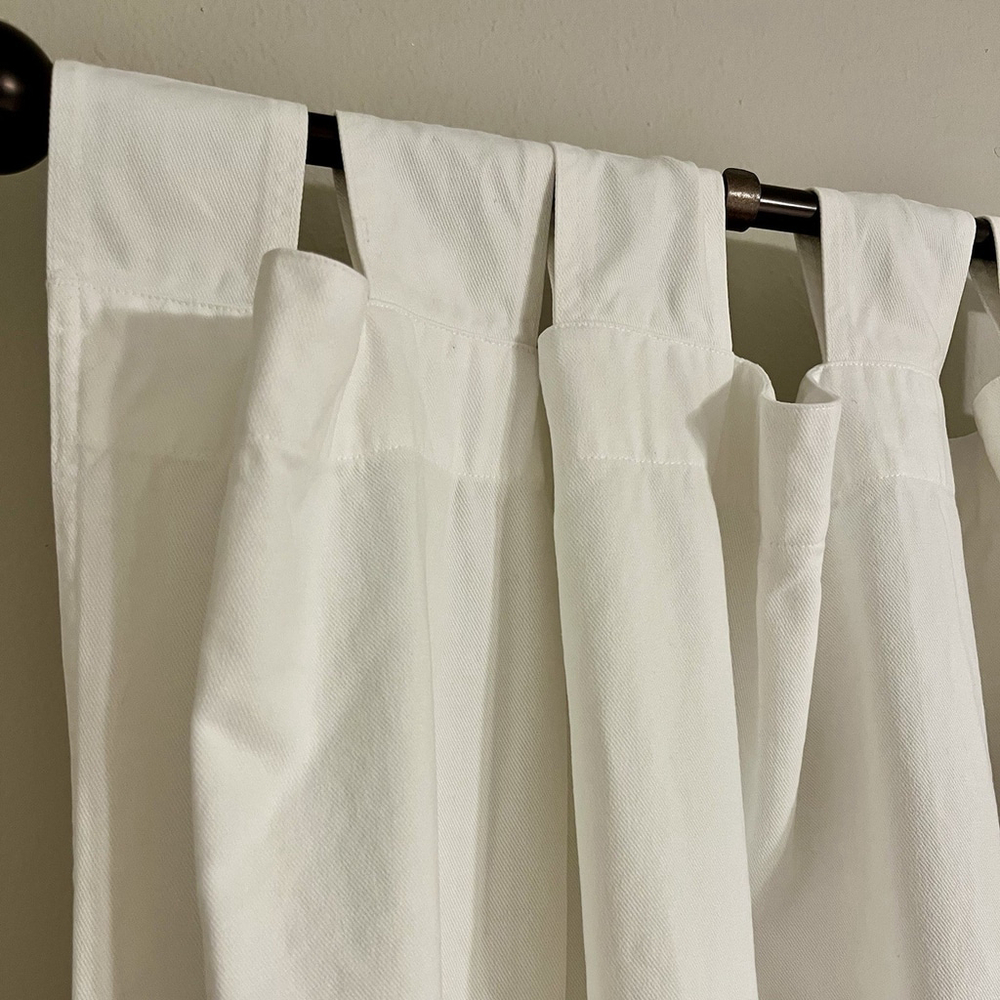 Restoration Hardware 50 x 84 Long Twill Cotton Tab Curtain Single Panel White